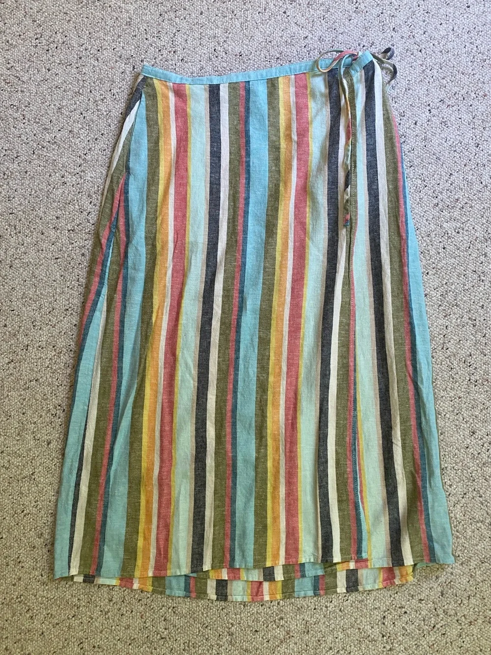 NWT A New Day Striped Linen Midi Wrap Skirt